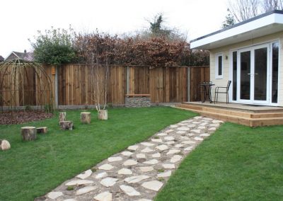 Paddlestone path planted with thyme and chamomile,
