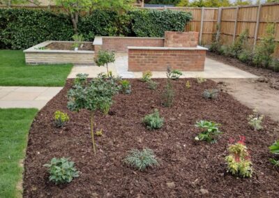A shrubbery just planted for a Bedfordshire garden.