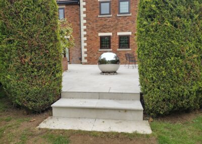 Porcelain garden steps on a terrace in Potton Bedfordshire.
