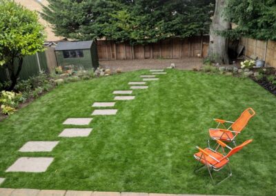The view from the house after the garden has been planted.