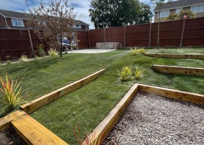 Garden design for a sloping site in Royston.