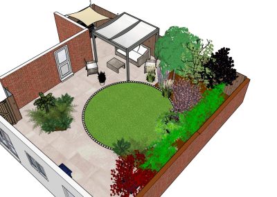 New build Garden design illustration.
