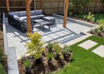 Setting-out the plants before planting the new plant stock for our welwyn garden city clients.