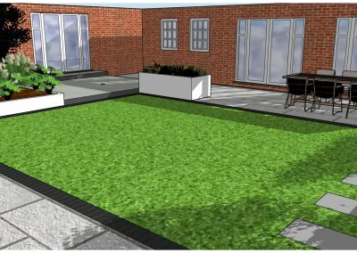 Contemporary garden design illustration.