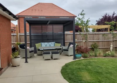 Steel garden pergola.