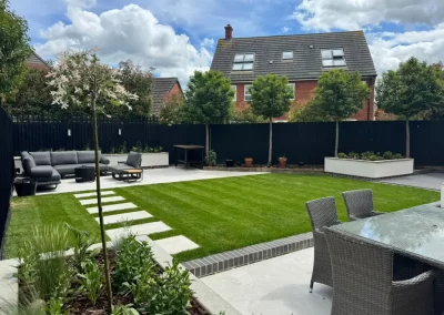 Langford village triangular garden design.